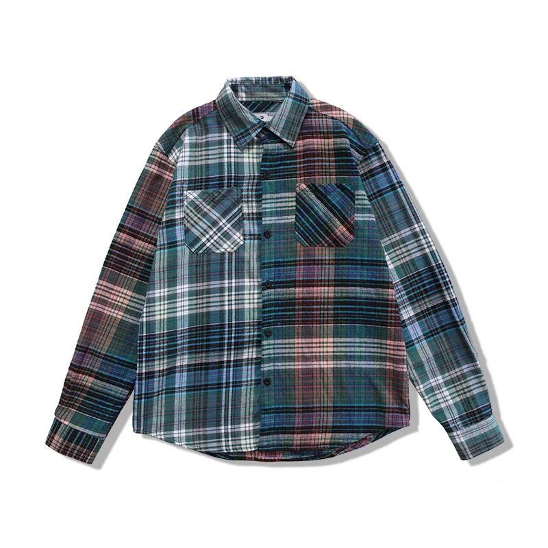 

2020 European and American new style ow plaid inkjet striped shirt white jacket men and women same style jacket