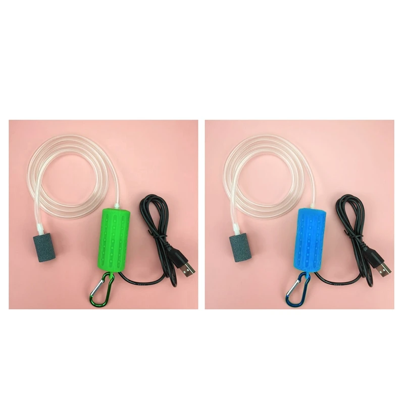 Топ-2 набор Usb мини аэрационный насос воздушный насос аэратор для аквариума Ультра тихий мини-аквариум для рыбалки кислородный насос-синий и зеленый