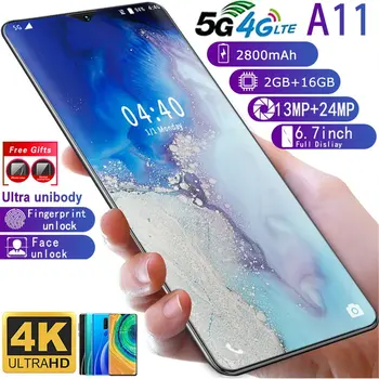 

A11 2+16GB 6.7Inch Water Drop Screen Human Face Fingerprint Mobile Phone Smart Phone Bit Battery Camera Smartphone