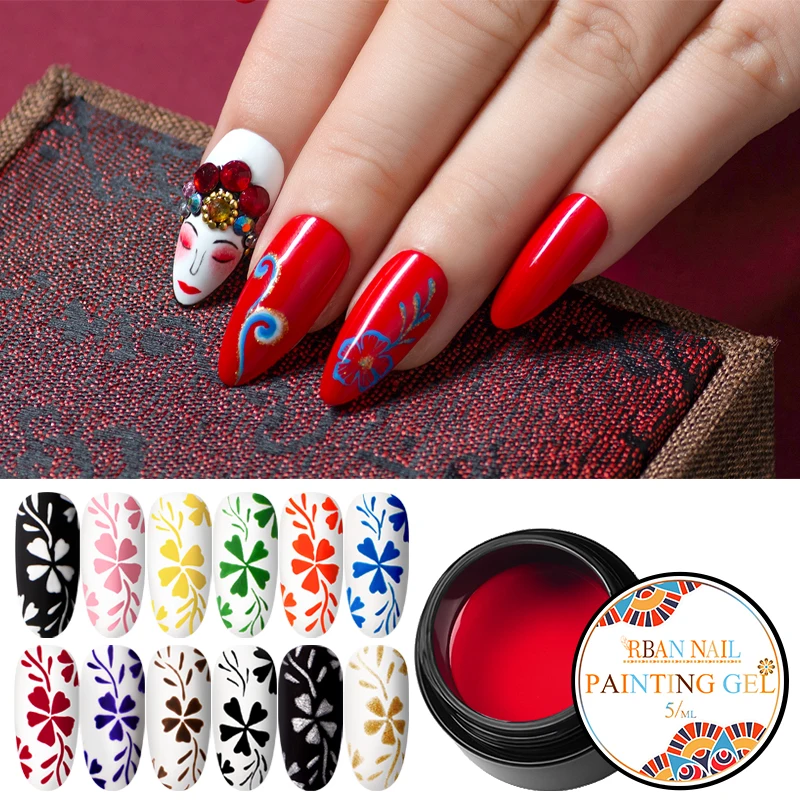 RBAN NAIL Colorful Painting Gel Nail Polish 12 Colors Varnish For Manicure DIY Top Base Coat Hybird Design Of Art | Красота и