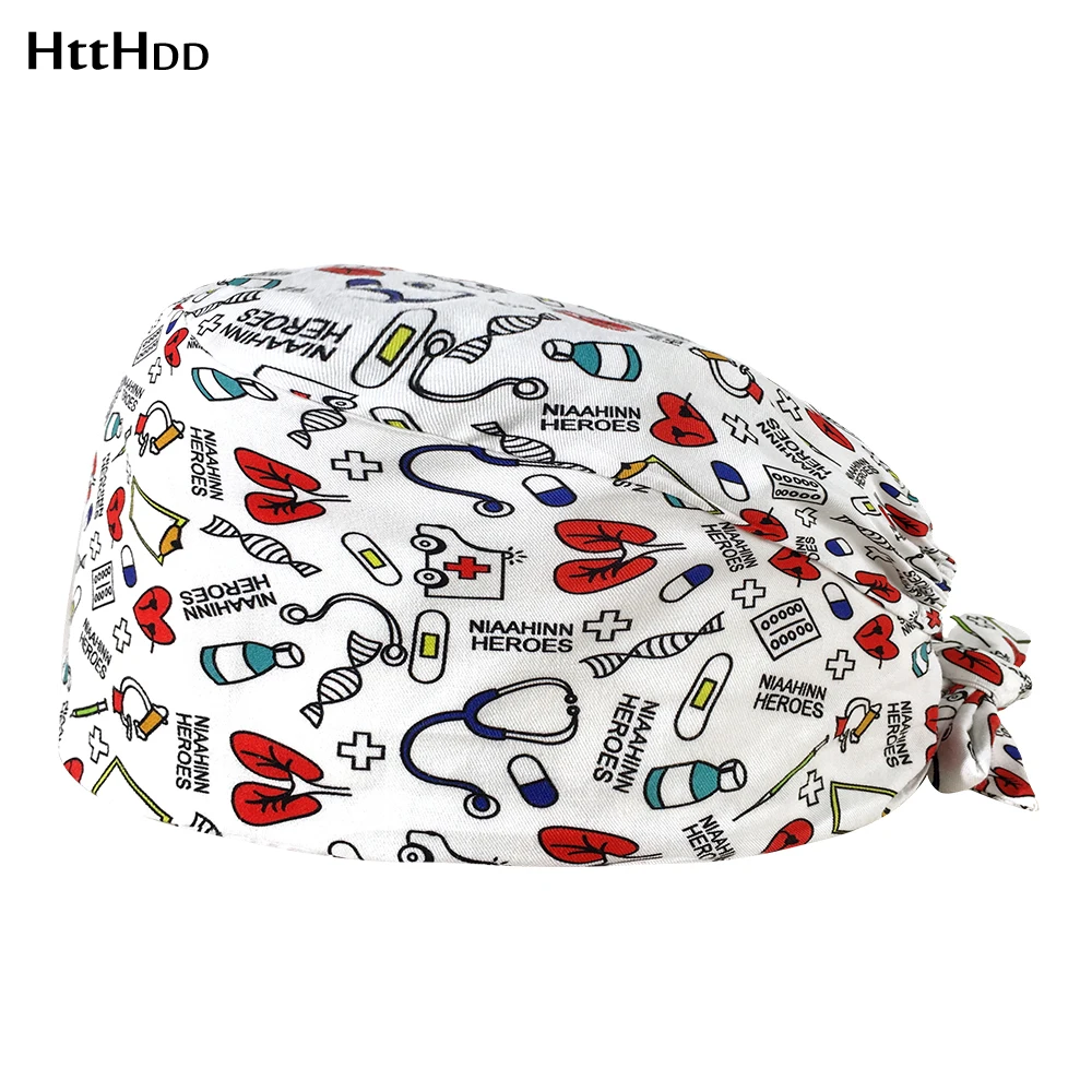 

Red Heart printing Scrubs dust-proof Caps Elastic Scrub hat pet shop laboratory working hat beauty salon Scrubs Cap High Quality