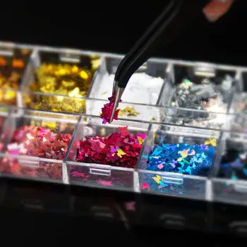 

KROFAUE Long Ballerina Nail Sequins Set DIY Nail Art Decor Accessories With Tools Beauty Party Nail Tips Decoration Kits