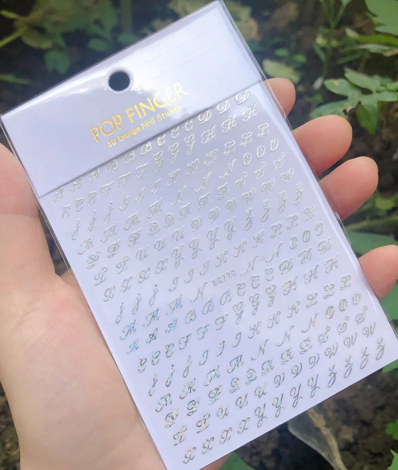 1PCS Multi-Color Laser Reflective Alphabet Nail Art Sticker Kit