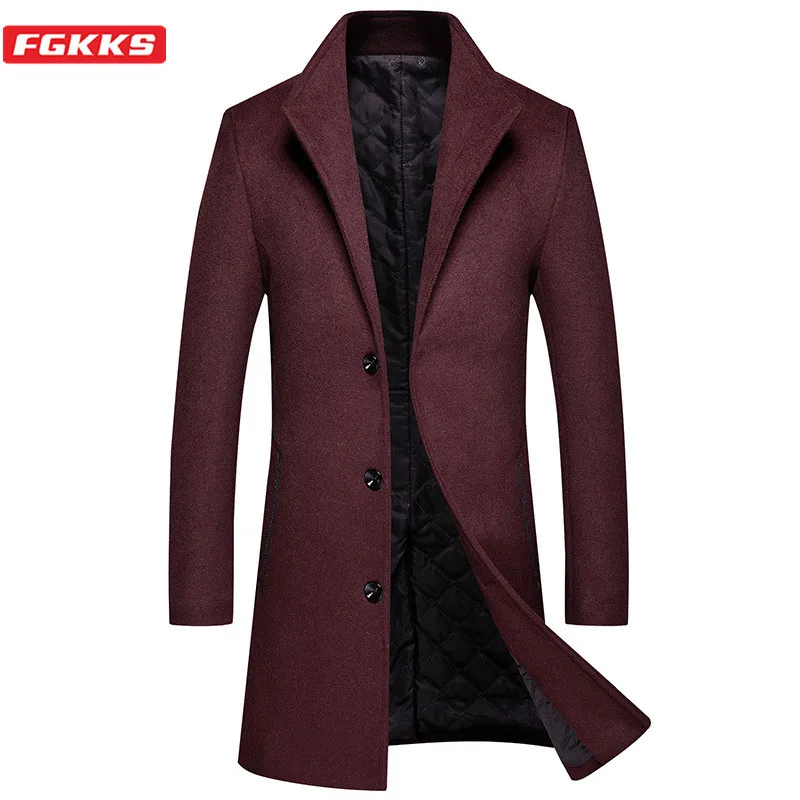 FGKKS New Men's Wool Blend Coat Korean Version Male Long Wool Blend Coats Warm Autumn Winter Coat Brand Formal Men Wool Blends FGKKS New Men's Wool Blend Coat Korean Version Male Long Wool Blend Coats Warm Autumn Winter Coat Brand Formal Men Wool Blends