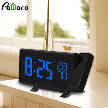 

USB Charging Digital Desk Clock Alarm Clock Projection Wake up Snooze Digital Thermometer Humidity LED Screen Electronic Desktop