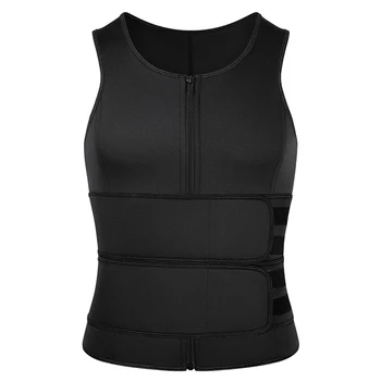 

Burvogue Men Body Shaper Sauna Vest Waist Trainer Double Belt Sweat Shirt Corset Top Abdomen Slimming Shapewear Fat Burn Fitness