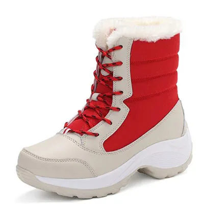 Зимние кроссовки, женские плюшевые зимние ботинки, Мужская водонепроницаемая Спортивная обувь для мужчин, новинка, ботинки для пешего туризма, ShoesEU35-42 для альпинизма - Color: red