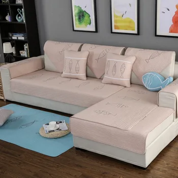 

Sofas Covers Universal Seat Couch L Shaped Sofa Cover Quilting Pieces Fish 100% Cotton