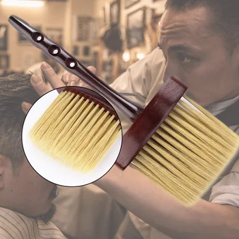 

1pcs Hair Cutting Soft Neck Brush Face Duster Dispenser Brushes Hair Brush Hairdresser Salon Wooden Handle Styling Tools