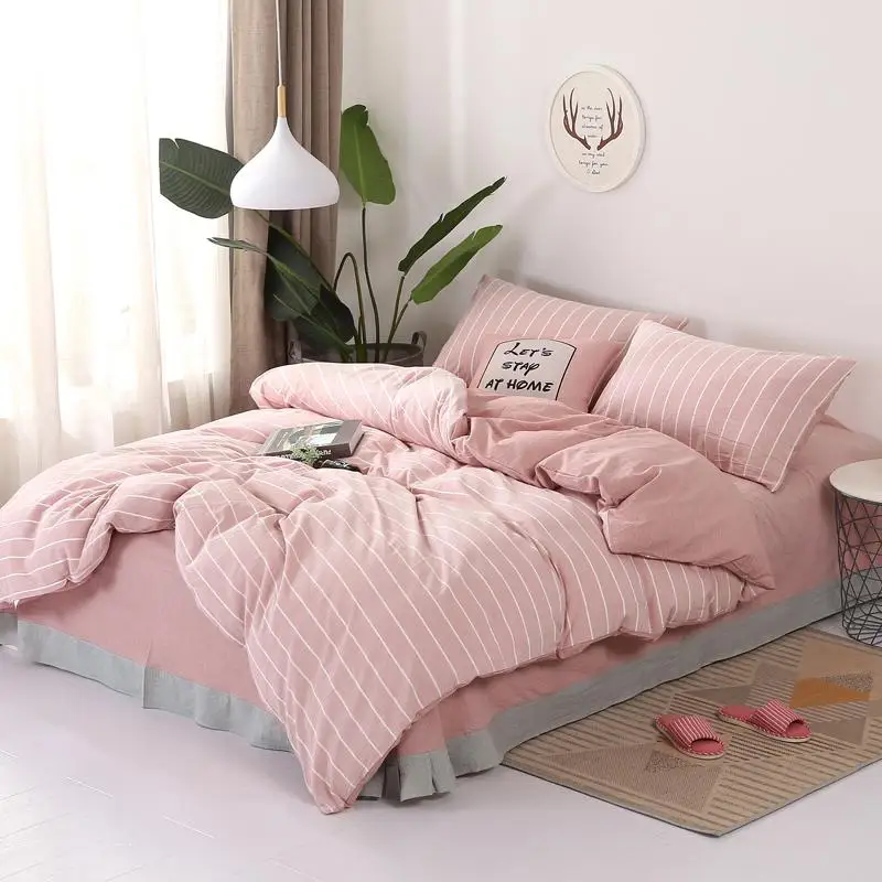 4 шт., пододеяльник queen King size, простыня, 2 подушки, shams, хлопок, очень мягкий и легкий в уходе, простой стиль, Комплект постельного белья - Цвет: Color 11