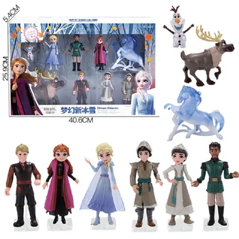 

9 Pcs/set Disney Movie Frozen 2 Princess Anna Elsa Olaf Kristoff Sven Action Figures Toys Party Decoration Fans Collection Toy