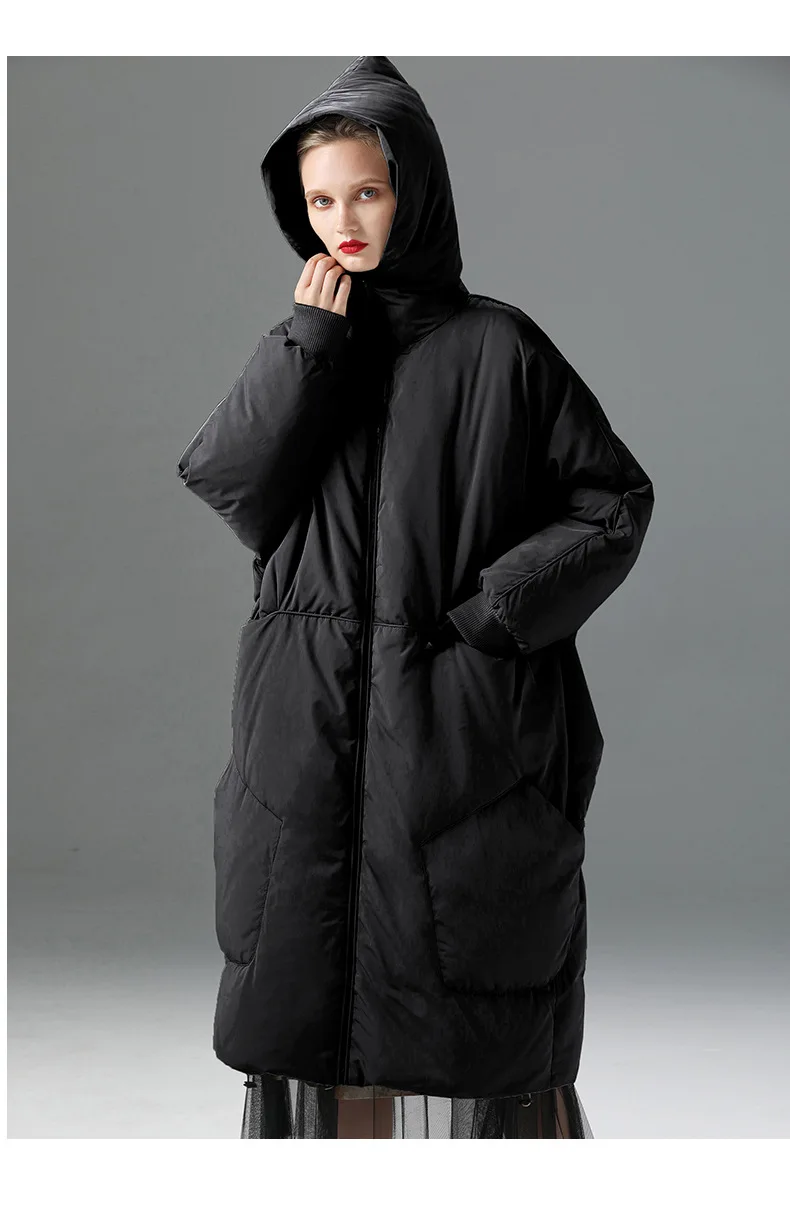 Зимний пушистый натуральный пуховик с несколькими карманами для женщин, новинка 90%, белый утиный пух, уплотненный свободный пуховик с капюшоном, пальто F697
