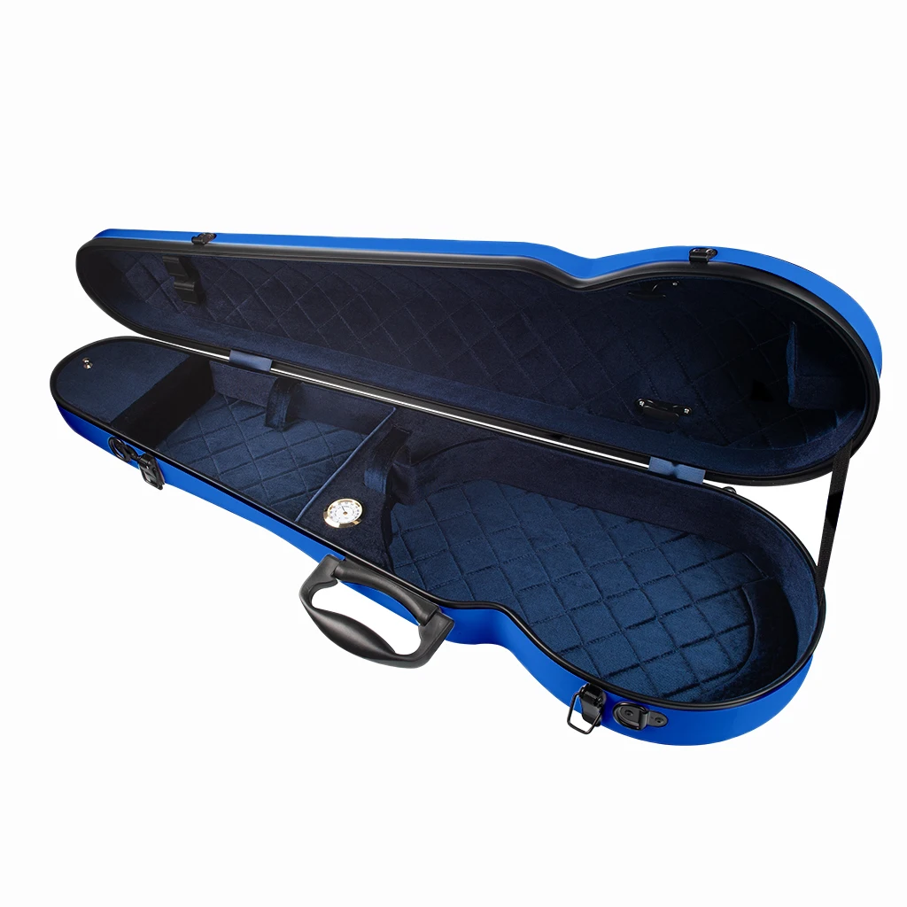 

4/4 Full Size Violin Hard Case Basic Professional Triangular Shape Backpack Built-in Hygrometer, Super Light Suspension, Blue