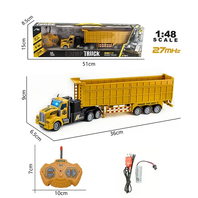 1/48 4CH wireless remote control engineering truck heavy transport truck big truck dump dump truck boy model toy 3