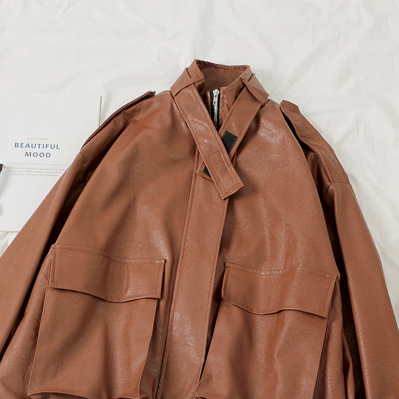 Gagarich осенняя куртка новая свободная Ретро стиль дизайн рисунок мода с длинными рукавами уличная PU кожаная куртка