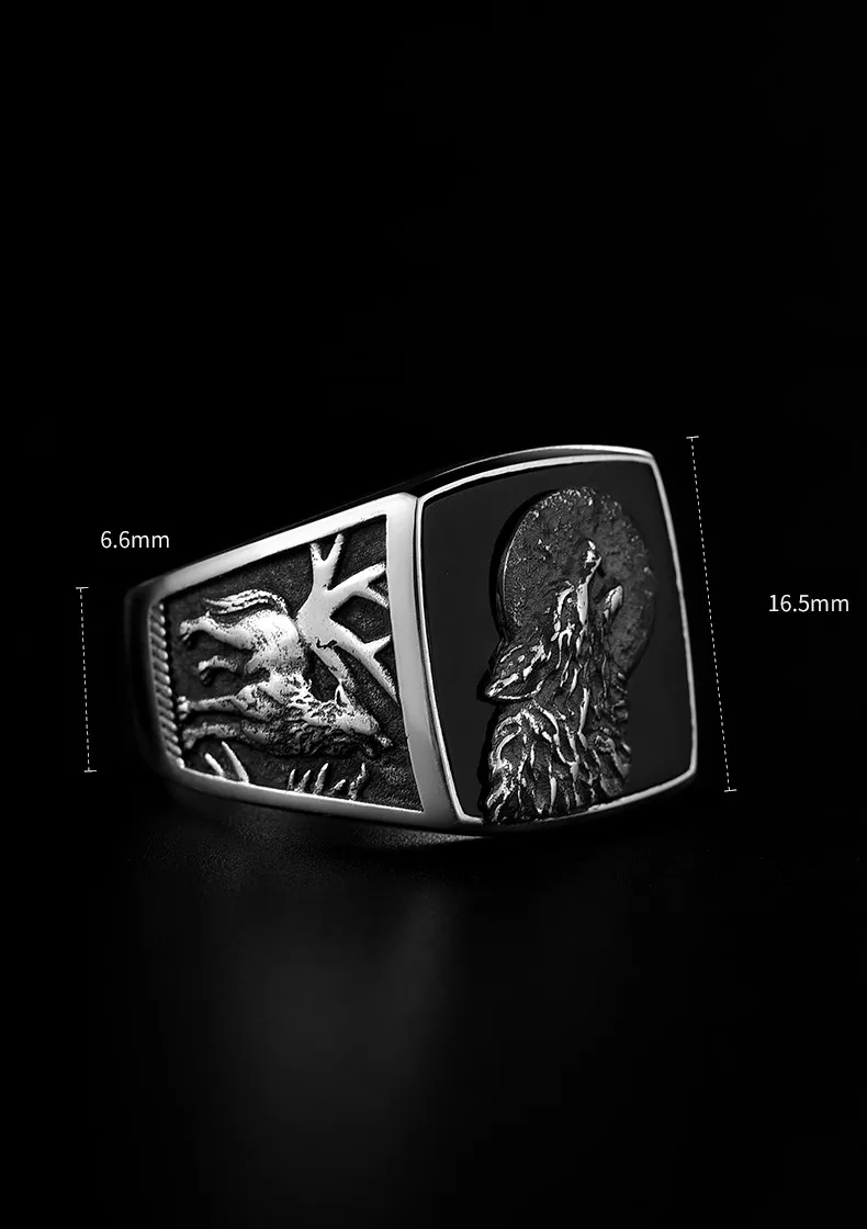 BOCAI New 100% s925 silver jewelry fashion personality wolf head domineering single Ring simple retro Man ring