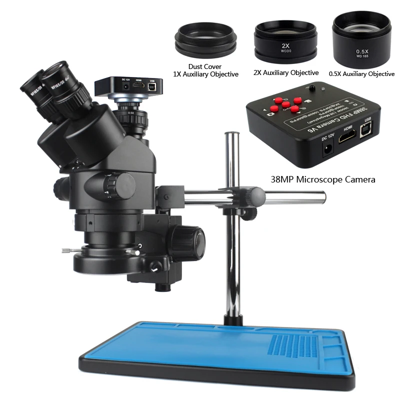 38MP 2K 1080P HDMI USB Video Camera Simul-Focal 3.5X-90X Continuous Zoom Stereo Trinocular Microscope CTV Adapter Barlow Lens |