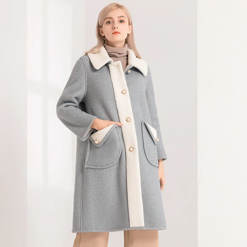 women's faux fur coats long teddy bear coat ladies clothing overcoat plus size grey wool blends autumn winter free ship - Цвет: see chart