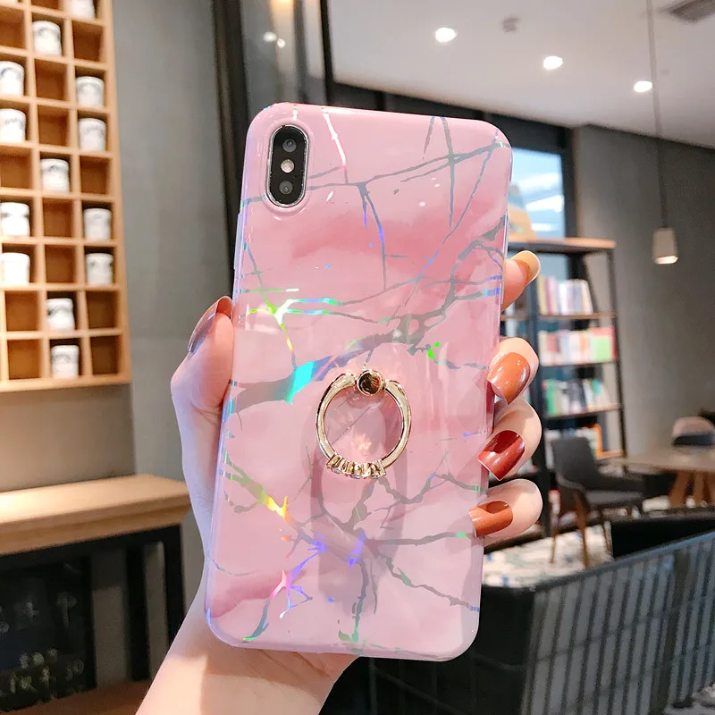 Чехол для телефона LACK для iPhone 11 11Pro Max XR X XS Max 6 6S 7 8Plus Роскошный Мраморный чехол с кольцом-подставкой