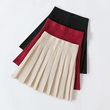 Женская трикотажная плиссированная юбка осень зима Высокая талия Женская мини-юбка jupe femme женская Повседневная модная Юбка Saia