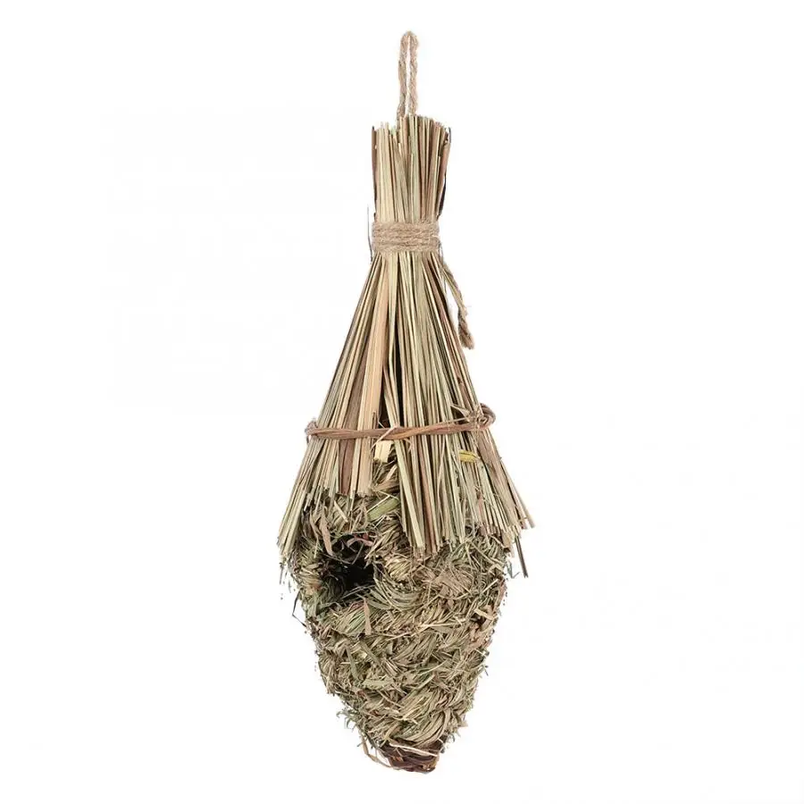 Handwoven Straw Bird Nest Natural Grass Hatching Breeding Cave Hanging Parrot House Pet Bird Hanging Cave Cage
