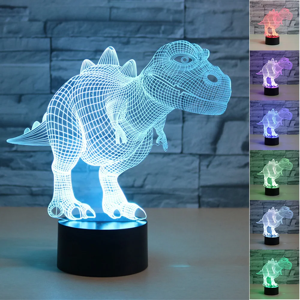 

Dinosaur Colorful 3D Creative Touch Remote Control Table Lamp Energy-saving LED Illusion Lamp Holiday Lantern