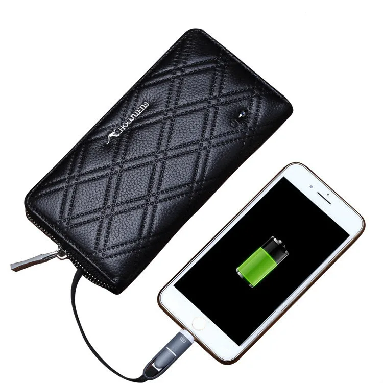 Мужской кошелек, натуральная кожа, Bluetooth, анти-потеря, бренд Rfid, клатч, Мужской органайзер, сумка для сотового телефона, Usb зарядка, Длинный кошелек для монет
