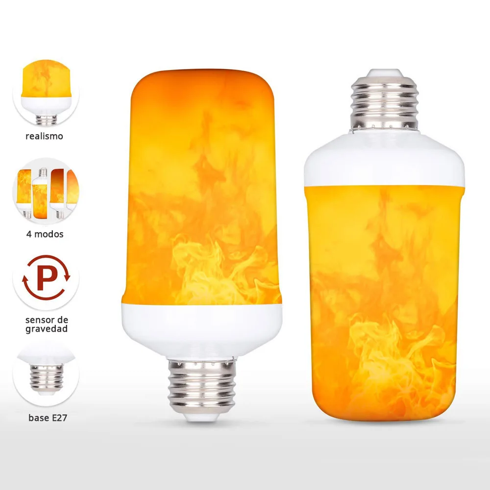 E27 FIRE LED bulb, 4 modes, warm white. Decorative LED bulb that simulates  the flashes of a flame. Exclusive design and high power that offers amazing  effects. Ideal for creating decorative spaces