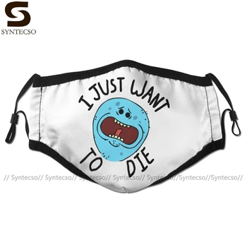 

Rick Morty Mouth Face Mask Mr Meeseeks I Just Want To Die Facial Mask Cool Kawai with 2 Filters for Adult