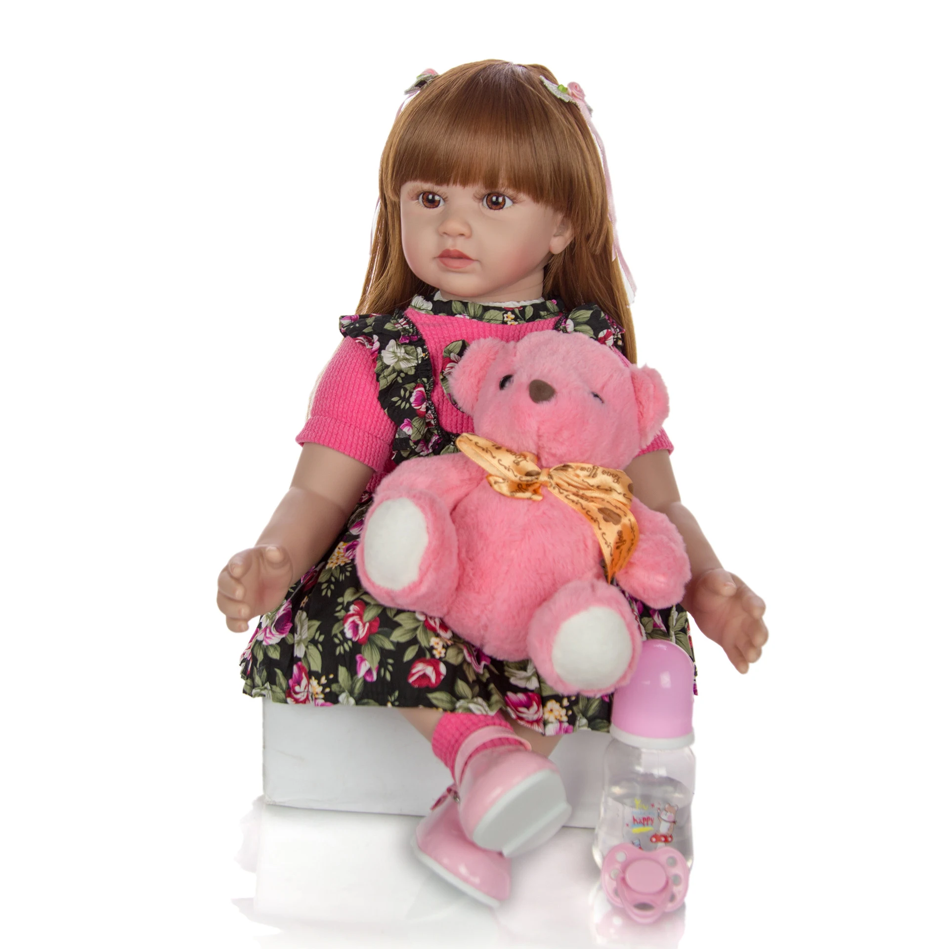 60 см Reborn Baby Doll Menina силиконовая кукла принцессы Реалистичная bebe reborn для малышей длинные волосы Реалистичная детская игрушка подарок