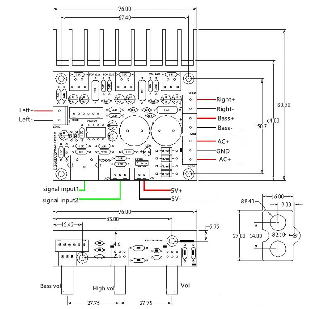 Taidacent LM1875 Amplifier Board Bass Power Amplifier PCB MINI 20 Watt Subwoofer Speaker Amplifier