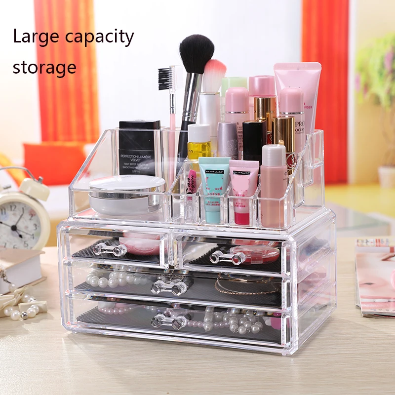  Acrylic transparent Makeup Organizer Storage Detachable Boxes Make Up Organizer For Cosmetics Brush