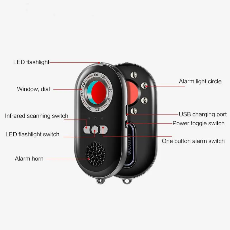 

Multifunctional Infrared Detector Anti-Spy Hidden Camera Detector Infrared Anti-lost Anti-theft Alarm System Sensing Device LX9A