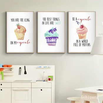 

Cupcake Birthday Print Quotes Poster Sweet Style Canvas Painting Wall Art Decoration Pictures Nursery Girls Room Decor no frame
