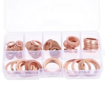 

New 80pcs/set M6-M20 Solid Copper Gasket Washers Sealing Ring 8 Sizes Flat Ring Seal Kit For Hardware Accessories