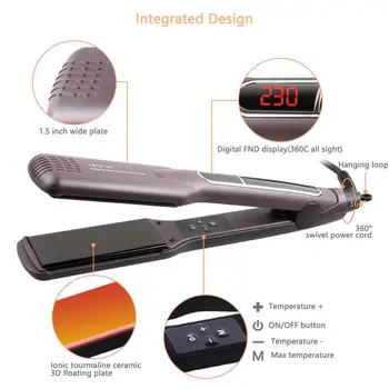 

Infrared Hair Straightener Salon Grade 450F LCD Display Professional Ionic Ceramic Tourmaline Plates MCH Fast Heating Flat Iron