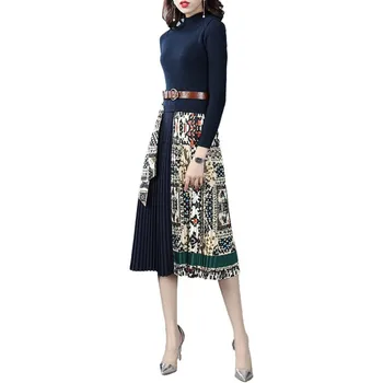 

2020 Spring and Summer High-End Striped Chiffon Stitching Ruffles Elegant Dress Long Sleeve Dress New Fashion Small Black Dress