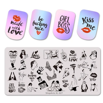 

ShopAnts Nail Stamping Plates 6*12cm Stainless Steel Cool Sexy Girl Punk Love Heart Lace Style Stencil Nail Art Stamp Template
