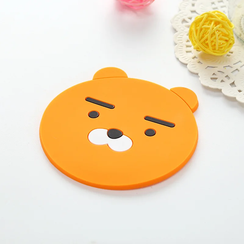 New Coaster Decorative Silicone patch Cartoon Cocoa Friends Cup Mat Party Favors Kawaii Kids Girl Student Tools Party Gifts - Цвет: B