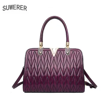 

Women Genuine Leather bag 2020 new leather handbag female Quilted first layer of leather messenger bag