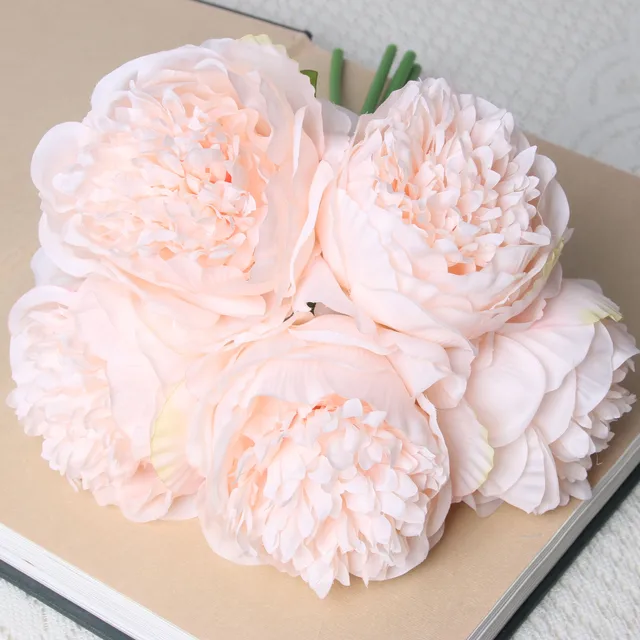 5 Heads Bouquet Artificial Fake Peony Springs Flowers Silk Flower Leaf Home Office Wedding Houes Party Festival Bar Decoration 7