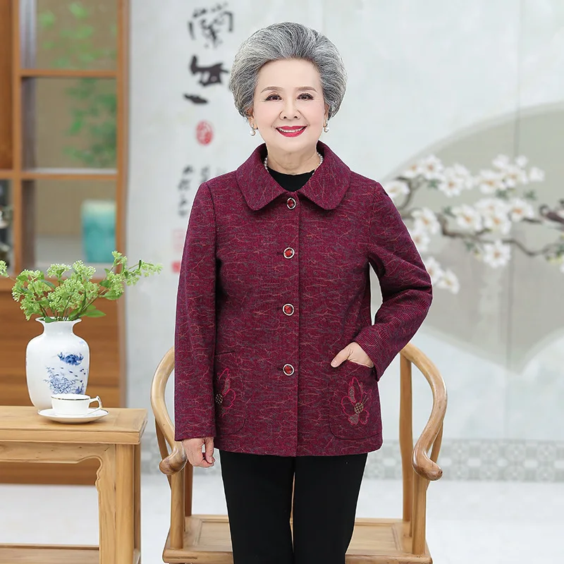 

Middle Aged And Elderly People WOMEN'S Dress Autumn Clothing Coat Grandma-Set Mom Spring And Autumn Large Size Old Man Clothes 6