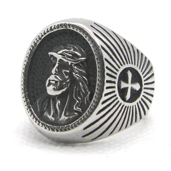 

Size 7-13 New Design God Jesus Cross Ring 316L Stainless Steel Fashion Godfather Ring