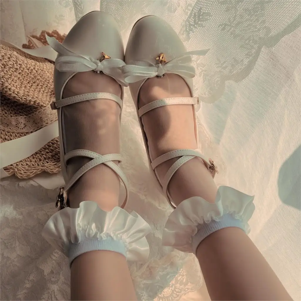 

Japanese Girl Summer Thin Crystal Clear Socks Lovely Satin Fungus Lace Soft Sister Students Socks Children