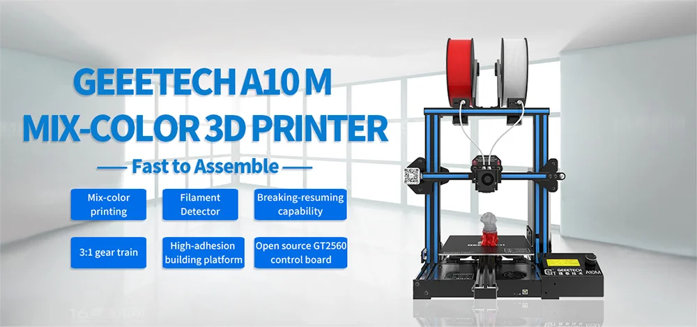 Geeetech A10M Professional 3d printer dual extruder Diy 3d printing machine GT2560 V4.0 V4.1B 220*220, Break Resuming Function industrial 3d printer