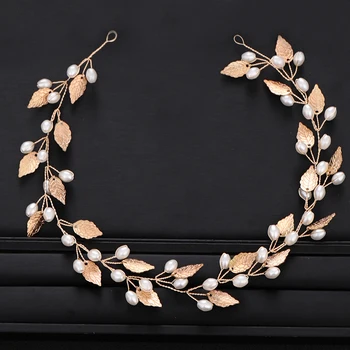 

Trendy Wedding Hair Accessories Handmade Pearl Pearl Headband Bridal Hair Accessories Gold Tiara Princess Party Headband Jewelry