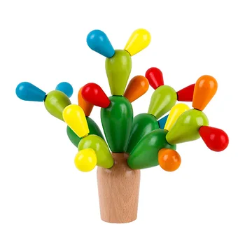 

Wooden Assembly Cactus Set Insert Model Building Blocks Early Education Learning Balancing Toys for Kids Children