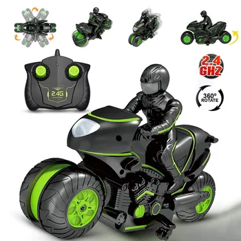 

Remote Control Motorcycles Toy 360 Degrees Action Wheels Rotating Drift Stunt Motorbike Racing Motorcyle Toys for Kids A