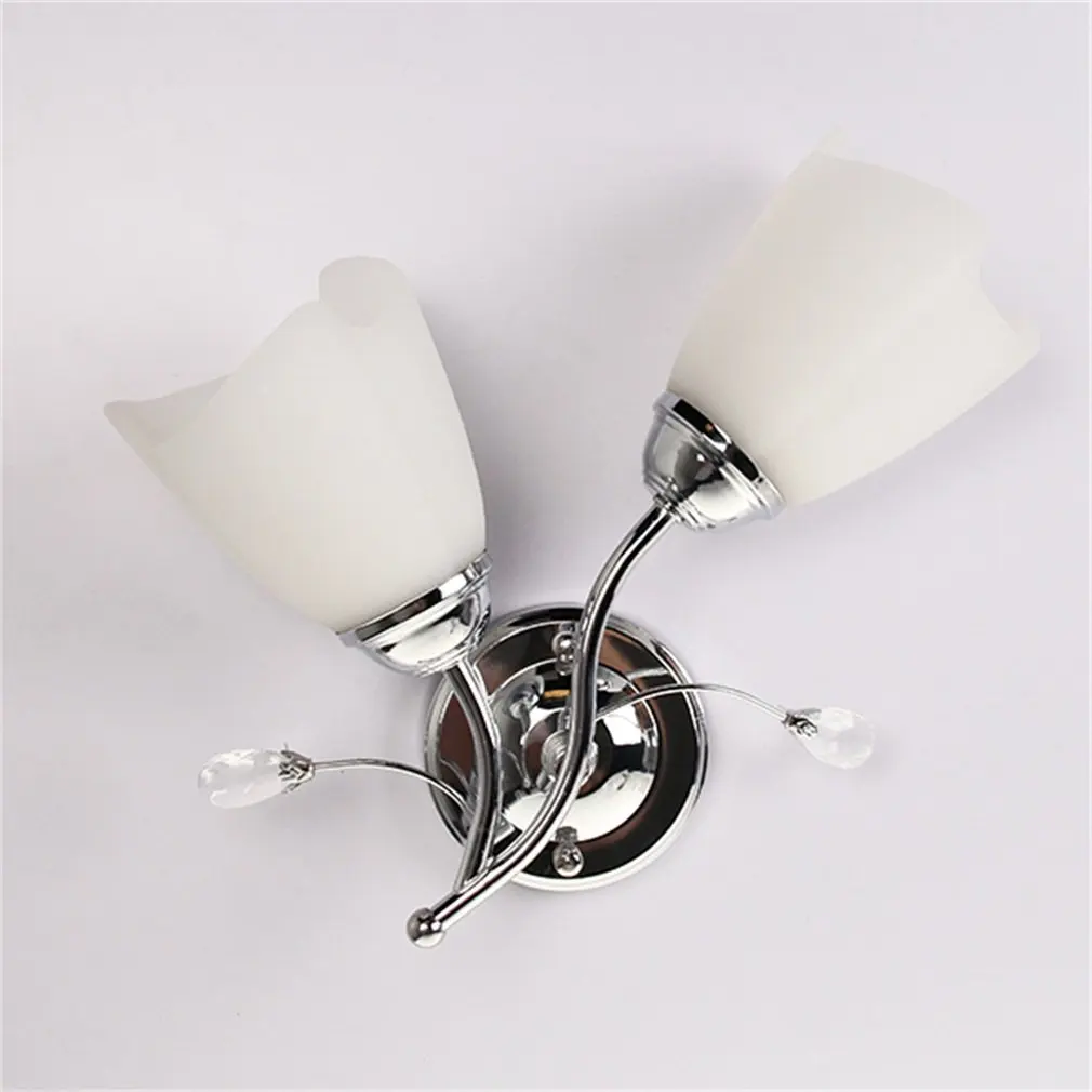 

Single/Double Head Wall Sconce Chrome Steel Glass Shape Wall Light Corridor Living Room Lighting Lamp Decorative Light