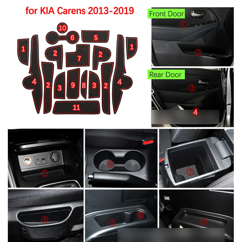 Противоскользящие дверные резиновые чашки подушки для KIA Carens 2013~ RP MK3 автомобильные пазовые коврики аксессуары для интерьера